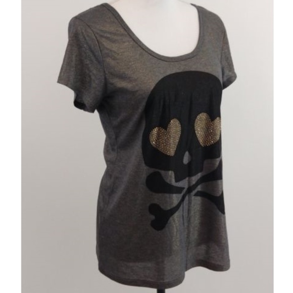 DEB Sheer Metalic Skull & Bones T Shirt - Picture 2 of 6